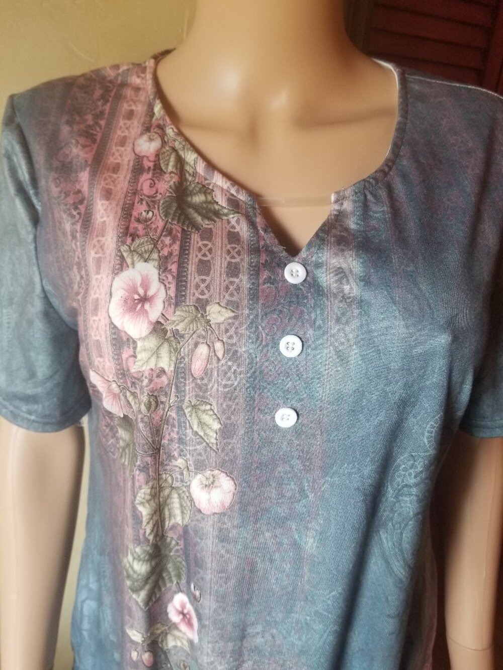 WOMEN'S BOHO GREENISH BLUE T-SHIRT DRESS SIZE M